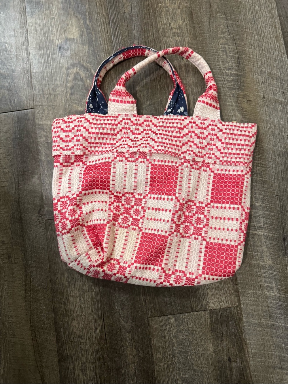 Handwoven Pink & White Tote Bag